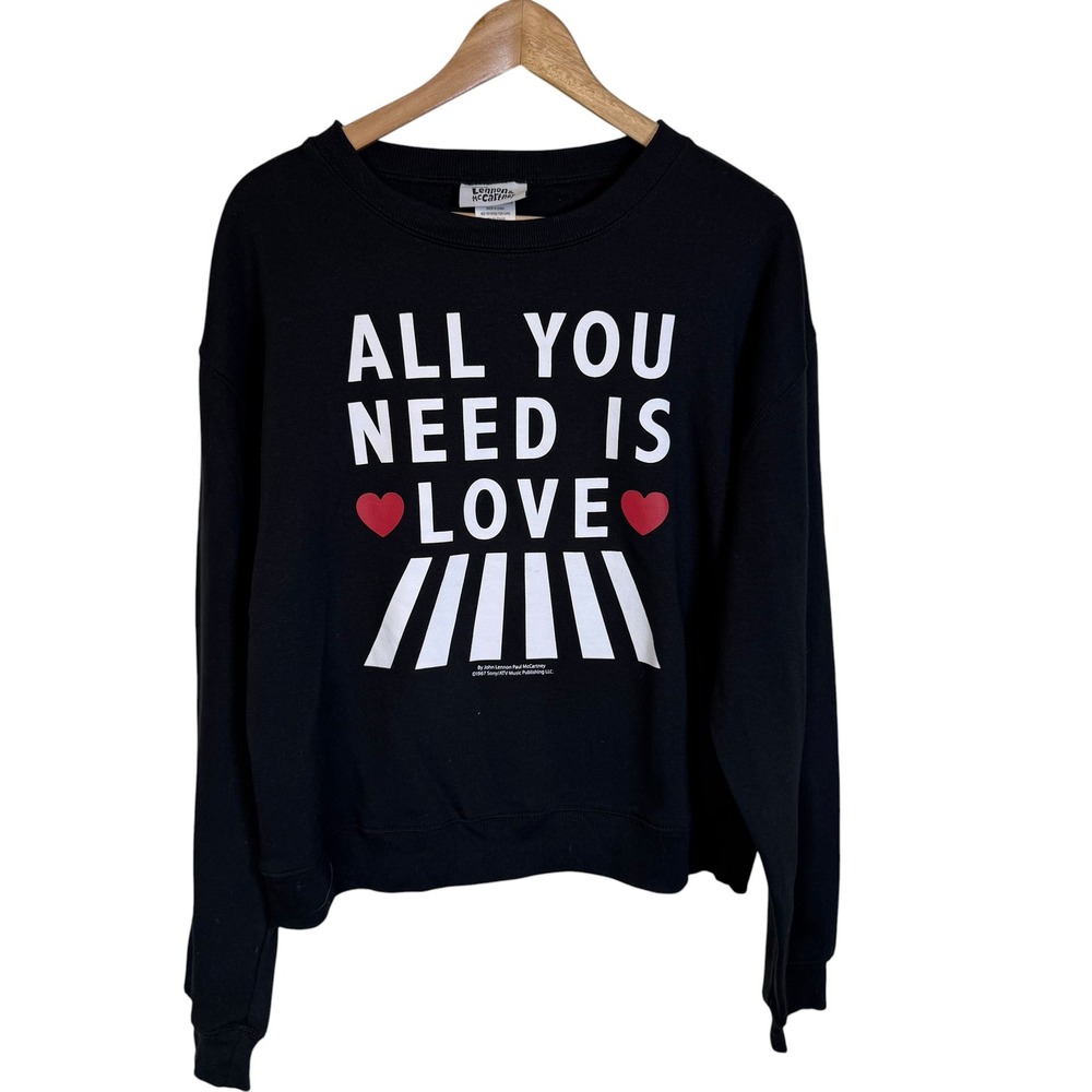 Lennon & McCartney Sweatshirt Women Medium Black Excellent All You Need Is Love